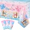 3 Pcs Bear Baby Shower Tablecloths Gender Reveal Table Covers Rectangle Plastic Bear Table Cloths for Baby Shower Gender Reveal Party Decorations
